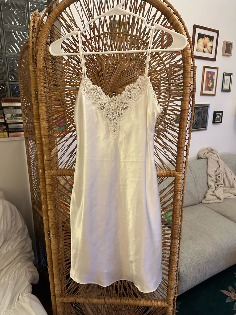 PINK Victoria's Secret Satin Slip Dress in Cream